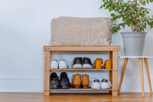 shoes in hall stool