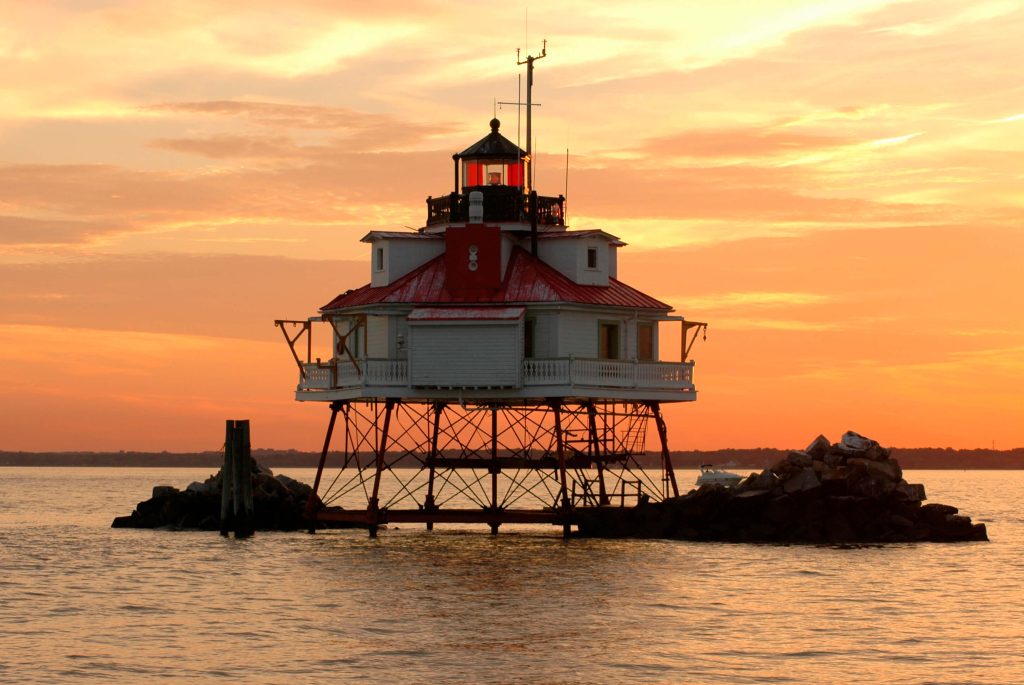 Thomas Point Shoal Lighthouse at sunset